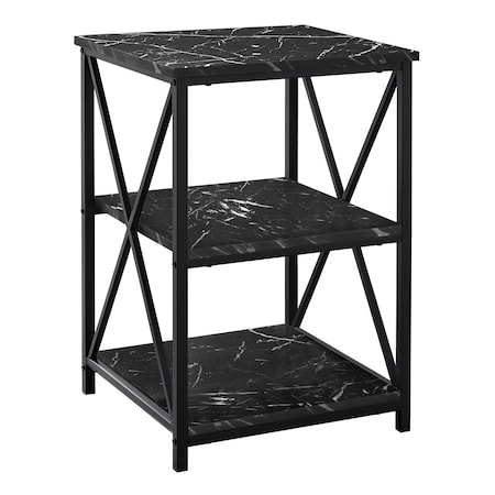 Monarch Specialties Accent Table, Side, End, Nightstand, Lamp, Living Room, Bedroom, Metal, Laminate, Black Marble Look I 3595